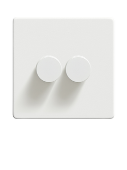 Dowsing & Reynolds Soft White Double Dimmer Switch - view 2, White Knobs