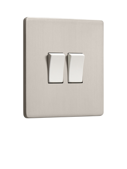 Dowsing & Reynolds Soft Silver Double Rocker Switch, White Switches