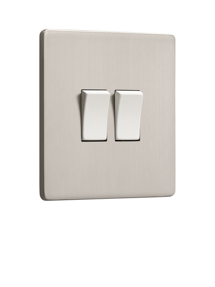 Dowsing & Reynolds Soft Silver Double Rocker Switch, White Switches