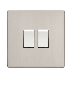Dowsing & Reynolds Soft Silver Double Rocker Switch - view 2, White Switches