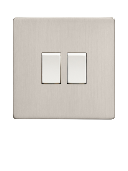 Dowsing & Reynolds Soft Silver Double Rocker Switch - view 2, White Switches