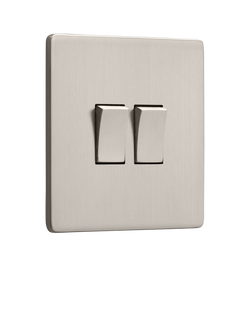 Dowsing & Reynolds Soft Silver Double Rocker Switch, Silver Switches