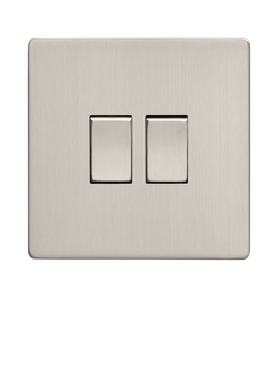 Dowsing & Reynolds Soft Silver Double Rocker Switch - view 2, Silver Switches