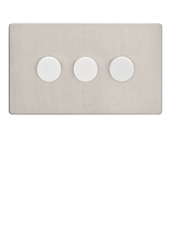 Dowsing & Reynolds Soft Silver Triple Switch - view 2, White Knobs