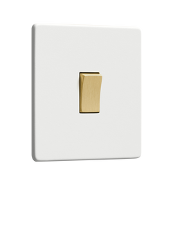 Dowsing & Reynolds Soft White Single Rocker Switch, Gold Switch