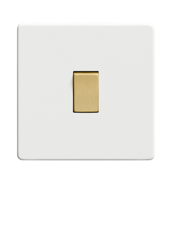 Dowsing & Reynolds Soft White Single Rocker Switch - view 2, Gold Switch