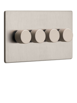 Dowsing & Reynolds Soft Silver Quadruple Dimmer Switch, Silver Knobs
