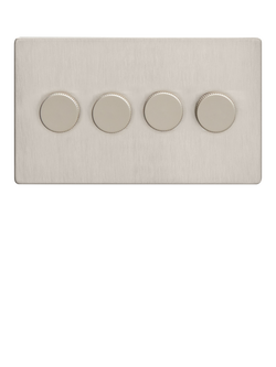 Dowsing & Reynolds Soft Silver Quadruple Dimmer Switch - view 2, Silver Knobs