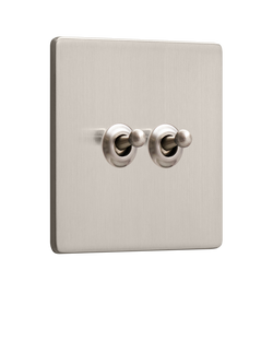 Dowsing & Reynolds Soft Silver Double Toggle Switch, Silver Toggles