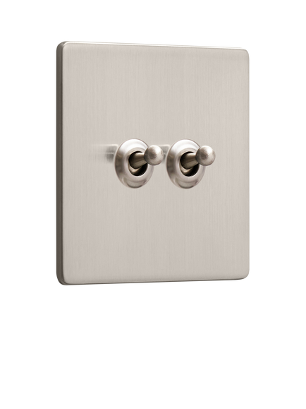 Dowsing & Reynolds Soft Silver Double Toggle Switch, Silver Toggles