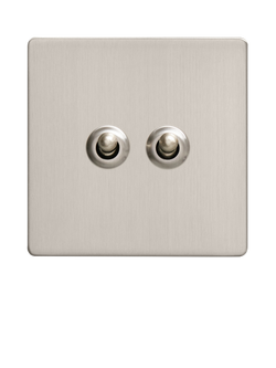 Dowsing & Reynolds Soft Silver Double Toggle Switch - view 2, Silver Toggles