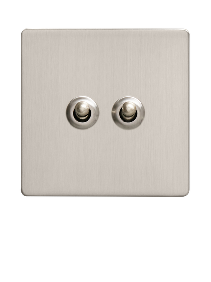 Dowsing & Reynolds Soft Silver Double Toggle Switch - view 2, Silver Toggles