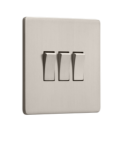 Dowsing & Reynolds Soft Silver Triple Rocker Switch, Silver Switches