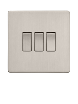 Dowsing & Reynolds Soft Silver Triple Rocker Switch - view 2, Silver Switches