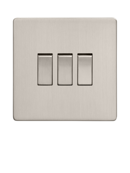 Dowsing & Reynolds Soft Silver Triple Rocker Switch - view 2, Silver Switches