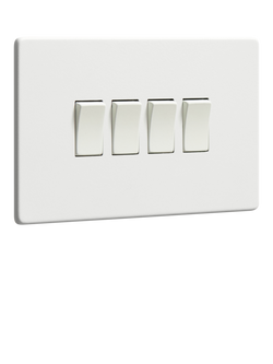 Dowsing & Reynolds Soft White Quadruple Rocker Switch, White Switches