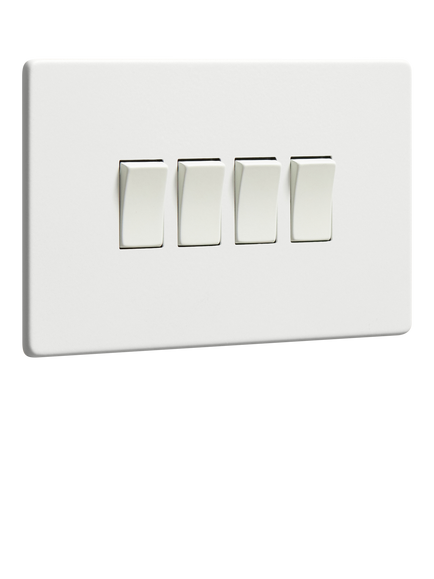 Dowsing & Reynolds Soft White Quadruple Rocker Switch, White Switches