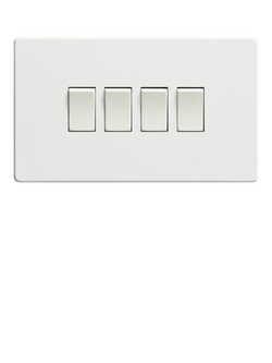 Dowsing & Reynolds Soft White Quadruple Rocker Switch - view 2, White Switches