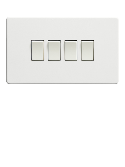 Dowsing & Reynolds Soft White Quadruple Rocker Switch - view 2, White Switches