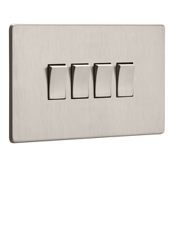 Dowsing & Reynolds Soft Silver Quadruple Rocker Switch, Silver Switches