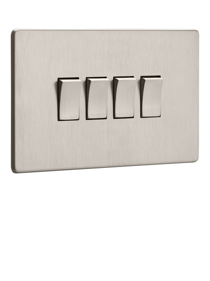 Dowsing & Reynolds Soft Silver Quadruple Rocker Switch, Silver Switches