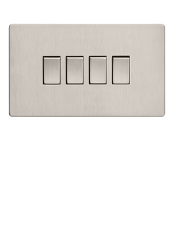 Dowsing & Reynolds Soft Silver Quadruple Rocker Switch - view 2, Silver Switches