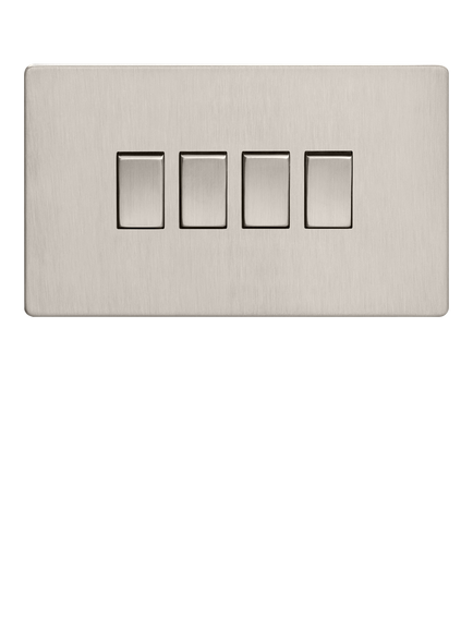 Dowsing & Reynolds Soft Silver Quadruple Rocker Switch - view 2, Silver Switches