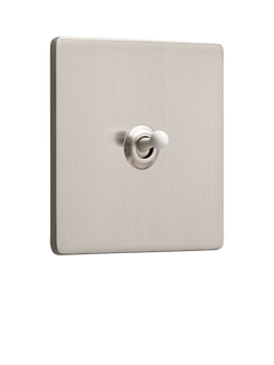 Dowsing & Reynolds Soft Silver Single Toggle Switch, White Toggle