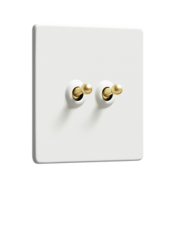 Dowsing & Reynolds Soft White Double Toggle Switch, Gold Toggles