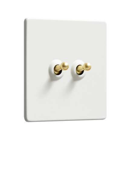Dowsing & Reynolds Soft White Double Toggle Switch, Gold Toggles