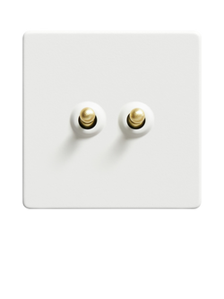 Dowsing & Reynolds Soft White Double Toggle Switch - view 2, Gold Toggles