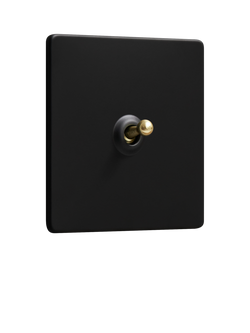 Dowsing & Reynolds Matt Black Single Toggle Switch, Gold Toggles