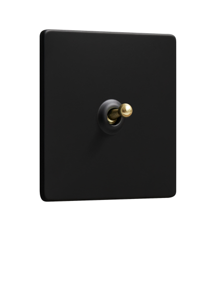 Dowsing & Reynolds Matt Black Single Toggle Switch, Gold Toggles