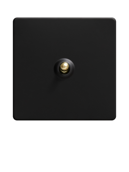 Dowsing & Reynolds Matt Black Single Toggle Switch - view 2, Gold Toggles