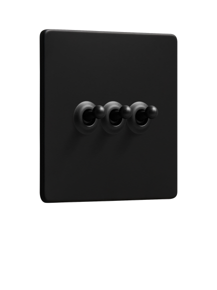 Dowsing & Reynolds Matt Black Triple Toggle Switch, Black Toggles