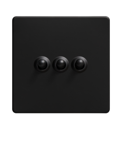 Dowsing & Reynolds Matt Black Triple Toggle Switch - view 2, Black Toggles