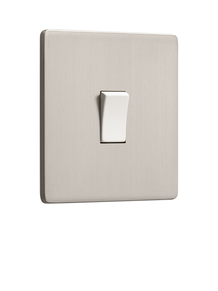 Dowsing & Reynolds Soft Silver Single Rocker Switch, White Switch