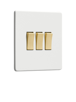 Dowsing & Reynolds Soft White Triple Rocker Switch, Gold Switches