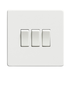 Dowsing & Reynolds Soft White Triple Rocker Switch - view 2, White Switches