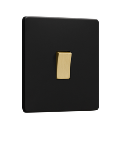 Dowsing & Reynolds Matt Black Single Rocker Switch, Gold Switch