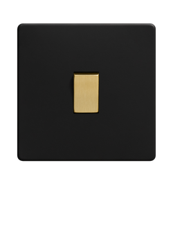 Dowsing & Reynolds Matt Black Single Rocker Switch - view 2, Gold Switch