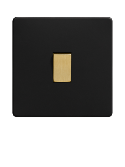 Dowsing & Reynolds Matt Black Single Rocker Switch - view 2, Gold Switch