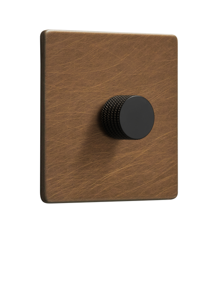 Dowsing & Reynolds Antique Brass Dimmer Switch, Black Knobs
