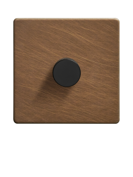 Dowsing & Reynolds Antique Brass Dimmer Switch - view 2, Black Knobs