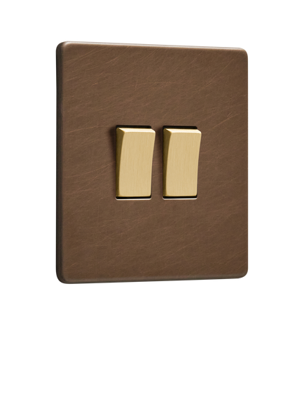 Dowsing & Reynolds Antique Brass Double Rocker Switch, Gold Switches