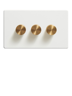 Dowsing & Reynolds Soft White Triple Dimmer Switch - view 2, Brass Knobs