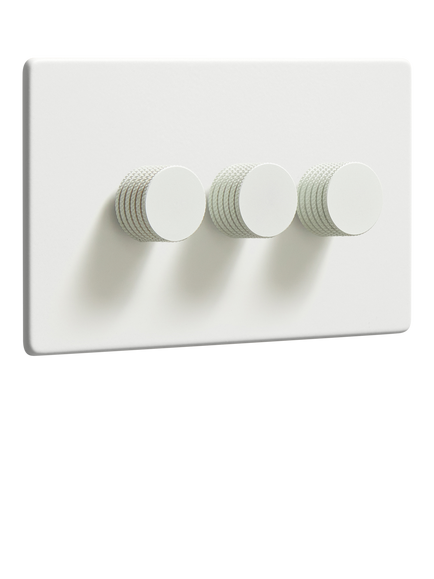 Dowsing & Reynolds Soft White Triple Dimmer Switch, White Knobs