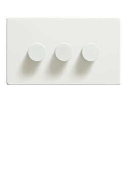 Dowsing & Reynolds Soft White Triple Dimmer Switch - view 2, White Knobs