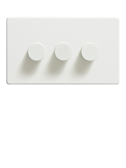 Dowsing & Reynolds Soft White Triple Dimmer Switch - view 2, White Knobs