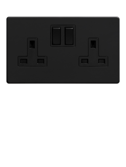 Dowsing & Reynolds Matt Black Double Plug Socket, Black Insert - view 2, Black Insert